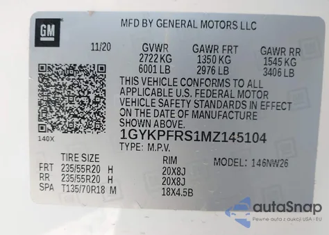 2021 Cadillac Xt6 Premium Luxury from USA, damaged, VIN 1GYKPFRS1MZ145104